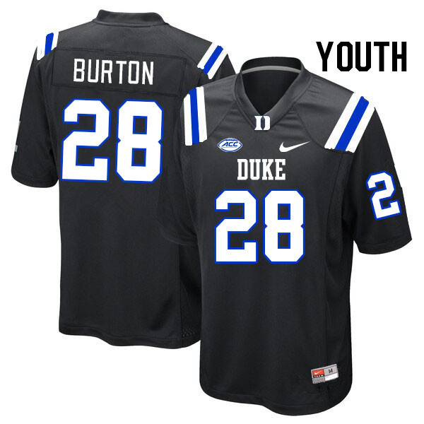 Youth #28 Clayton Burton Duke Blue Devils College Football Jerseys Stitched Sale-Black